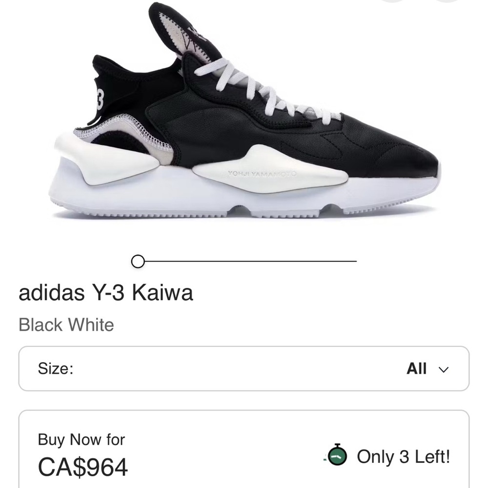 adidas Men’s Y-3 Kaiwa Black/White Chunky Futuristic Sneakers Size 8 US - Picture 14 of 17